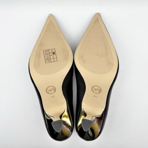Michael Kors Womens Luna High Pumps US 9 M EU 39.5 Black Leather Gold Heels NIB - Picture 12 of 14
